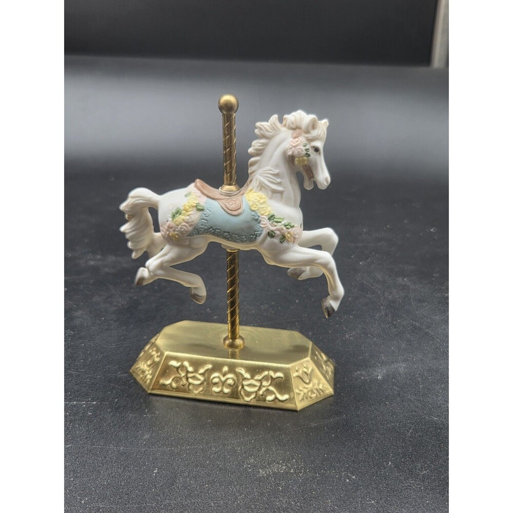Vintage Impulse Giftware Carousel Horse Porcelain on Brass